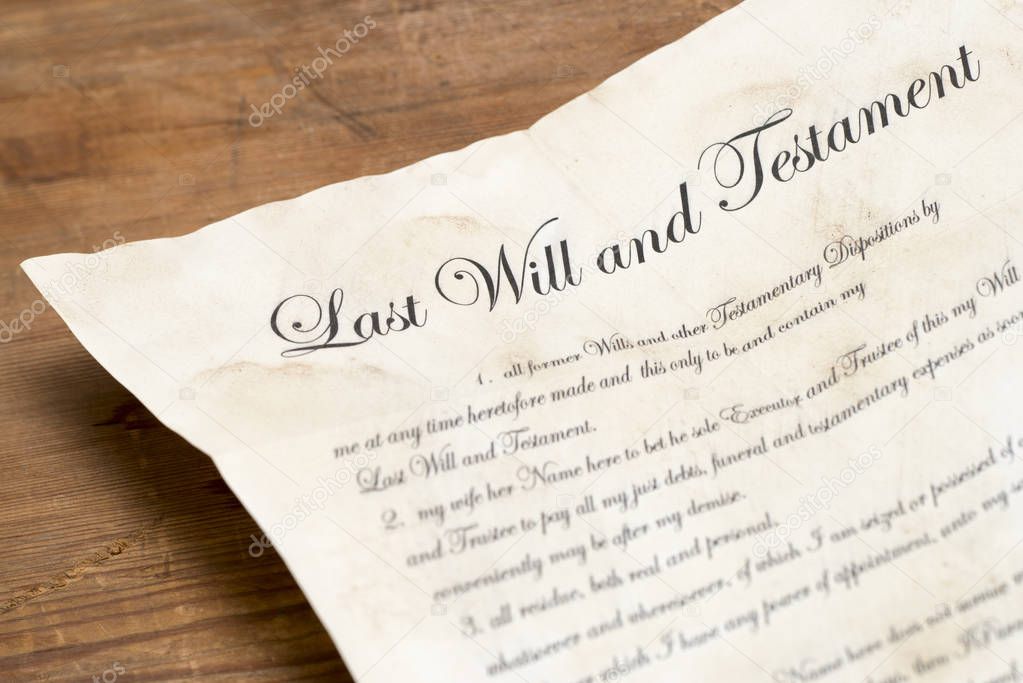 Close Up of an Old Last Will and Testament Document