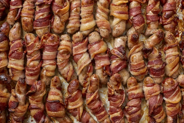 Cooked Pigs in Blanket for Backgrounds — Stock Photo, Image