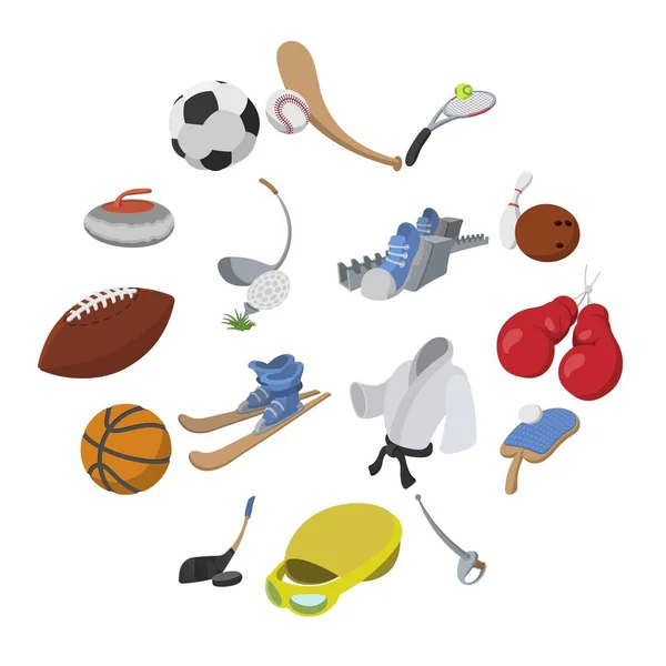 Iconos de dibujos animados deportivos — Vector de stock