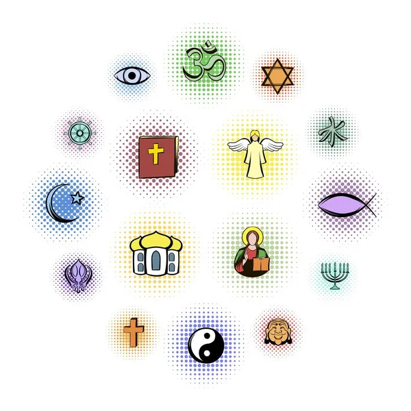 宗教漫画のアイコンを設定 — ストックベクタ