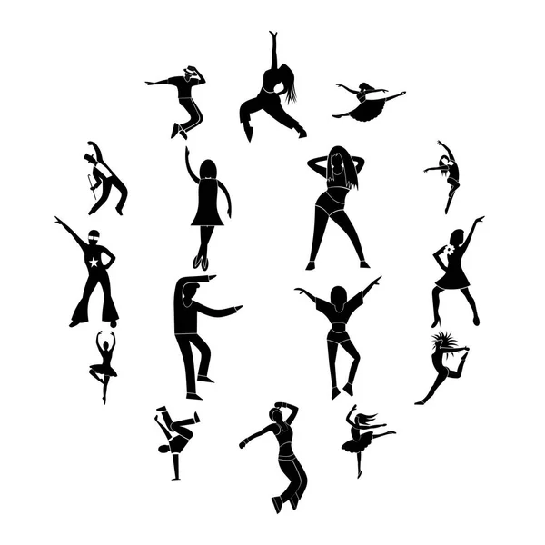 Danses ensemble d'icônes simples — Image vectorielle