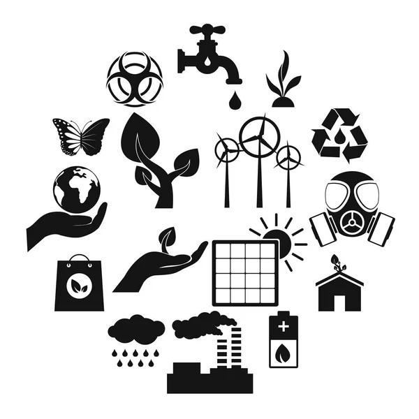 Conjunto de iconos negros de ecología universal — Vector de stock