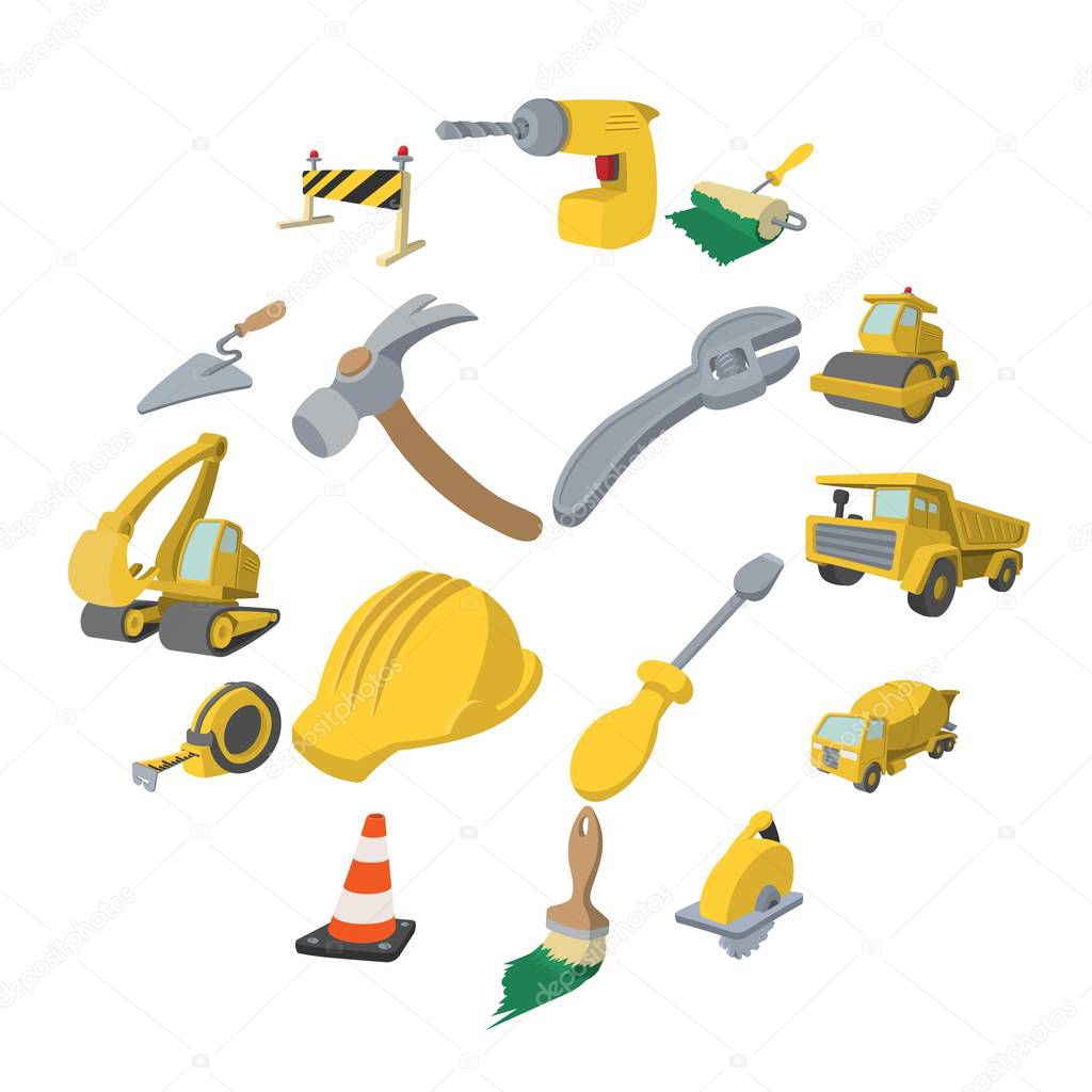 Construction cartoon icons