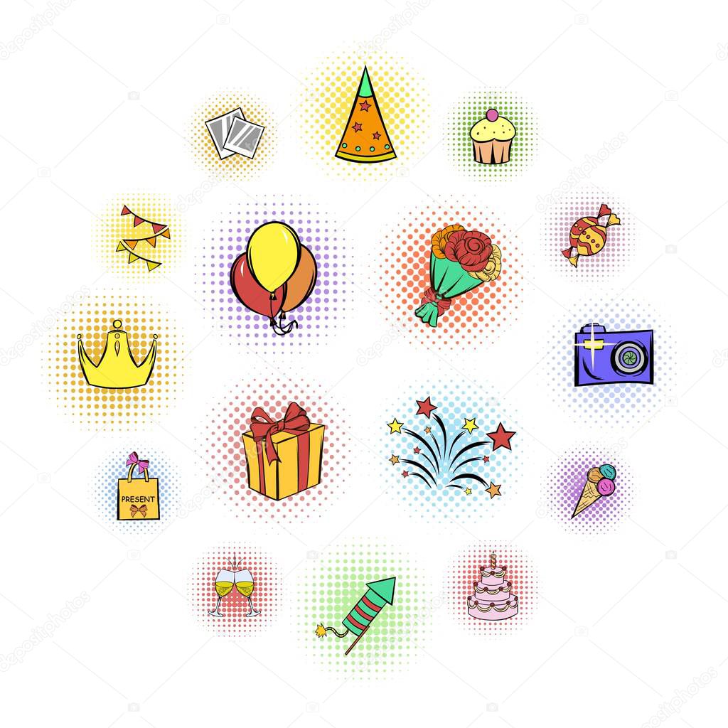 Party icons and celebration icons set