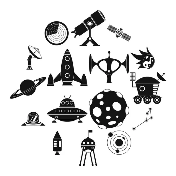 Espacio iconos simples conjunto — Archivo Imágenes Vectoriales