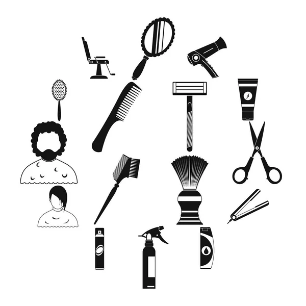 Set di icone semplici per parrucchieri — Vettoriale Stock