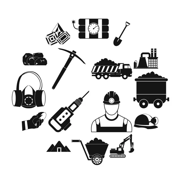 Mining icons simple set — Stock Vector