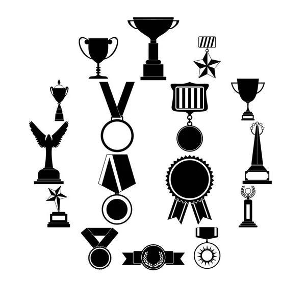 Troféu e prêmios conjunto de ícones simples — Vetor de Stock