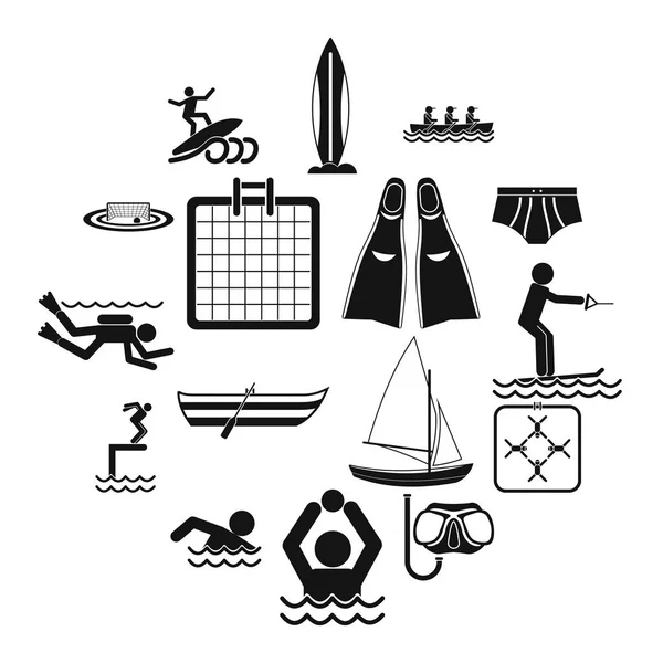 Water sport black simple icons