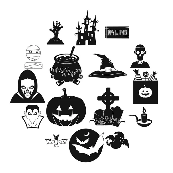 Halloween schwarz einfache Symbole — Stockvektor
