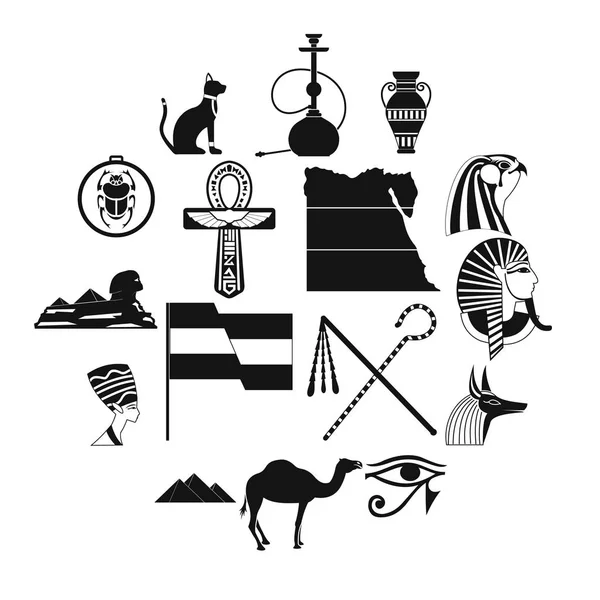 Egypte pictogrammen zwart — Stockvector