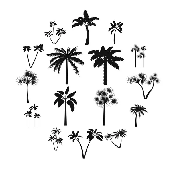 Ensemble d'icônes de palmiers, style simple — Image vectorielle
