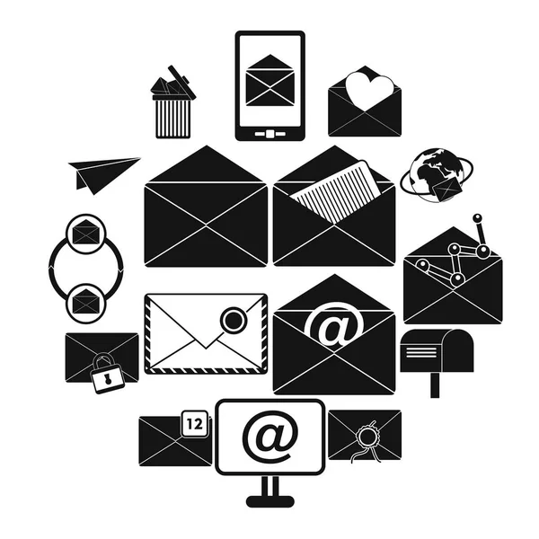 Conjunto de iconos de correo, estilo simple — Vector de stock