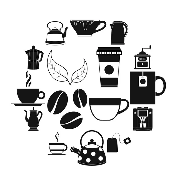 Conjunto de iconos de té y café — Archivo Imágenes Vectoriales