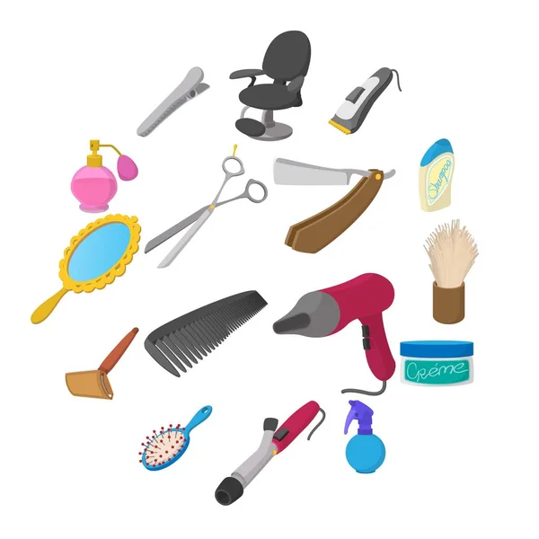 Barber shop cartoon pictogrammen — Stockvector