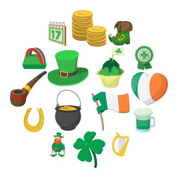 Icônes de dessin animé de la Saint Patrick Day — Image vectorielle