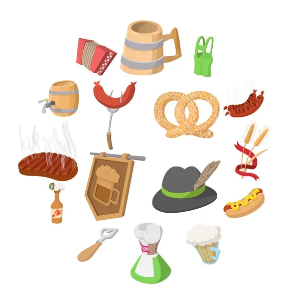 Oktoberfest festa ícones dos desenhos animados —  Vetores de Stock