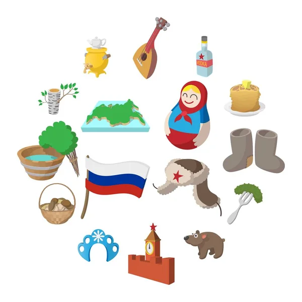 Ícones de desenhos animados Rússia — Vetor de Stock