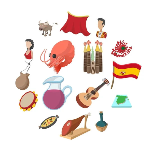 España iconos de dibujos animados — Vector de stock