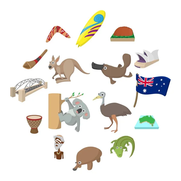 Australie icônes dessin animé — Image vectorielle