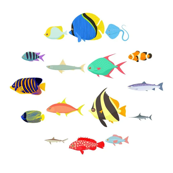 Ensemble d'icônes de poisson — Image vectorielle