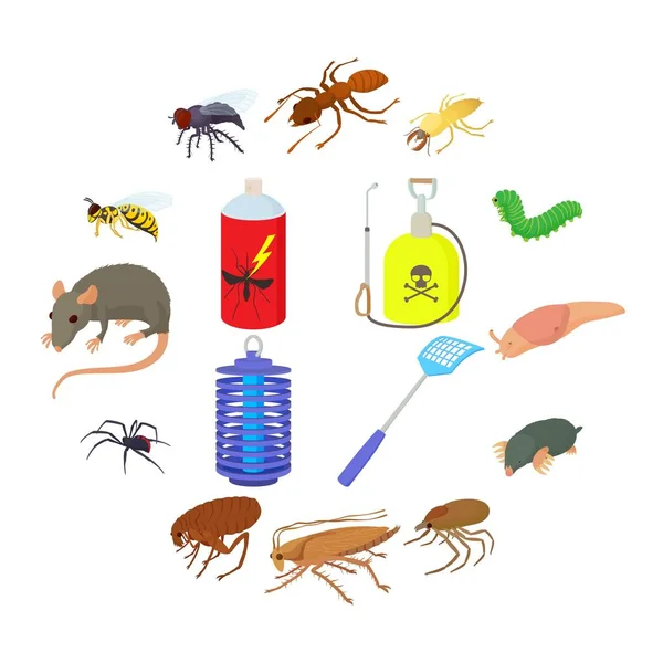 Conjunto de ícones de insetos, estilo cartoon — Vetor de Stock