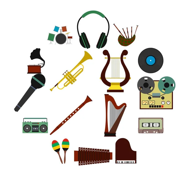 Набір музичних плоских іконок — стоковий вектор