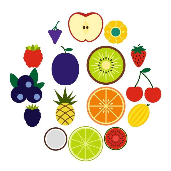 Iconos planos de frutas — Archivo Imágenes Vectoriales