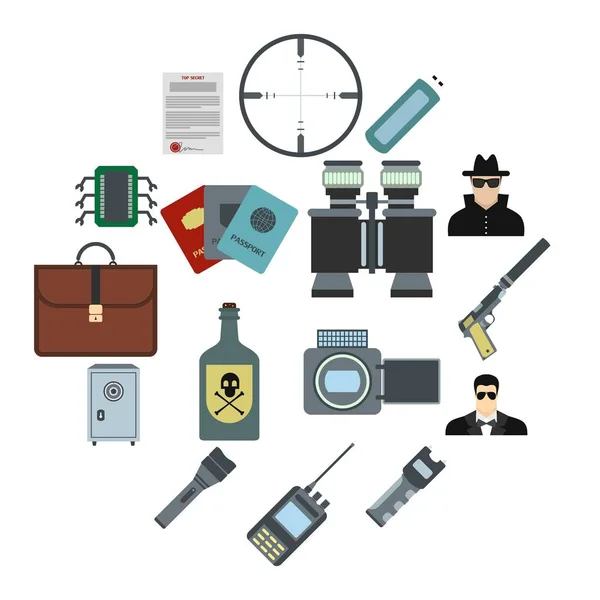 Espionner les icônes plates — Image vectorielle