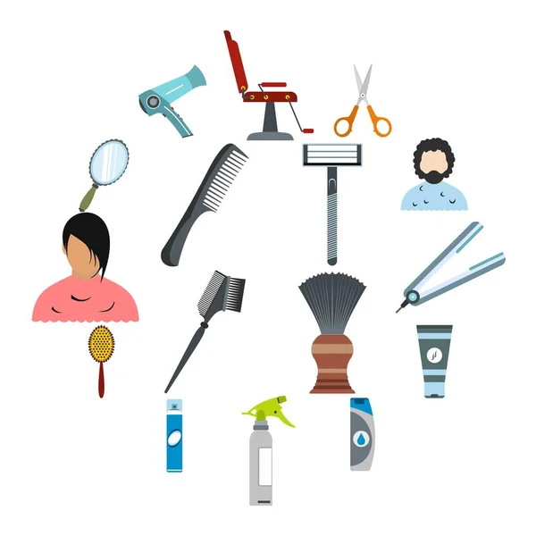 Hairdressing flat icons set — Stock Vector