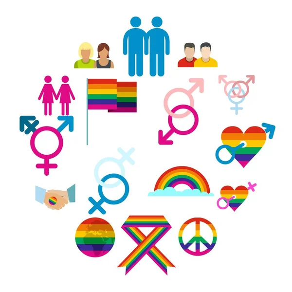 Gayler Icons set düz — Stok Vektör