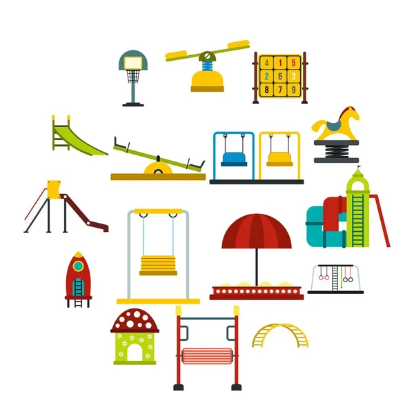 Conjunto de ícones planos do parque infantil —  Vetores de Stock