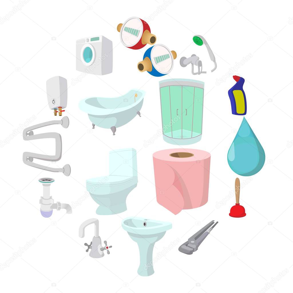 Sanitary engineering cartoon icons