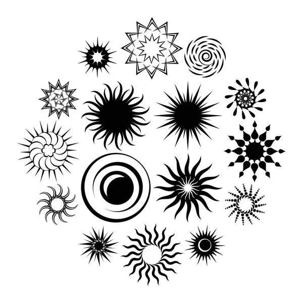 Sol negro iconos conjunto — Vector de stock