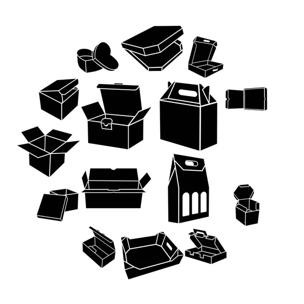 Caixas de diferentes formas conjunto de ícones, estilo simples — Vetor de Stock