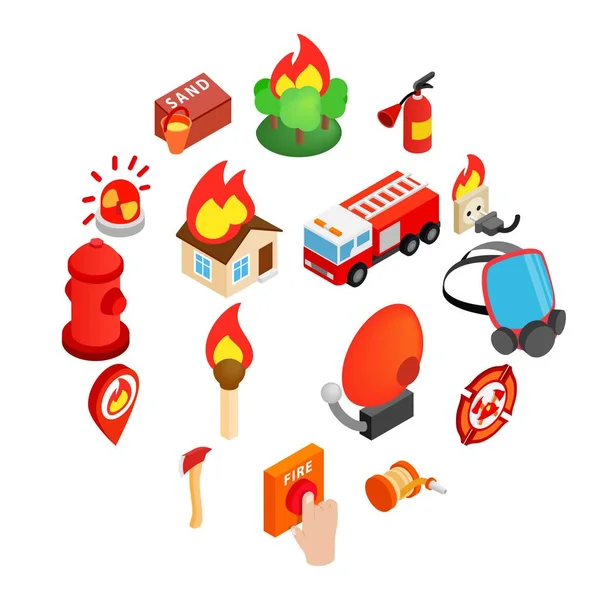 Firefighter isometric 3d icon — Stock Vector