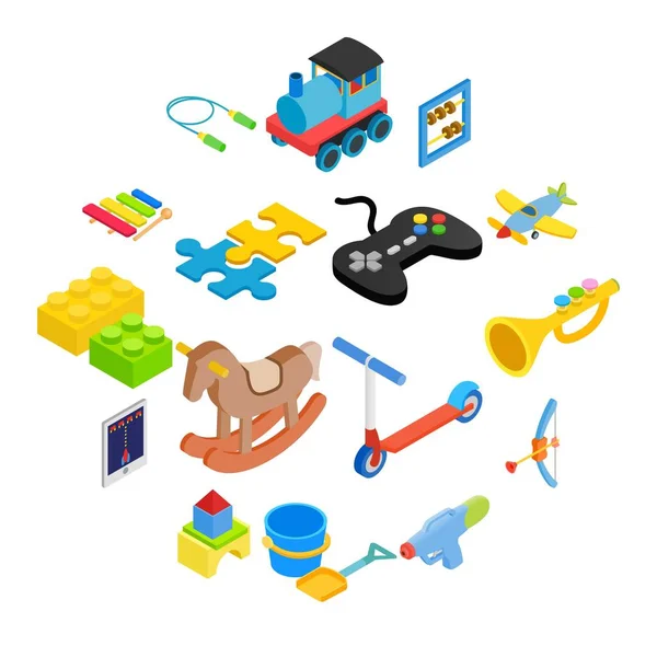 Brinquedos isométricos conjunto de ícones 3d — Vetor de Stock