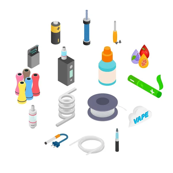 Electronic cigarettes isometric 3d icons — Stock Vector