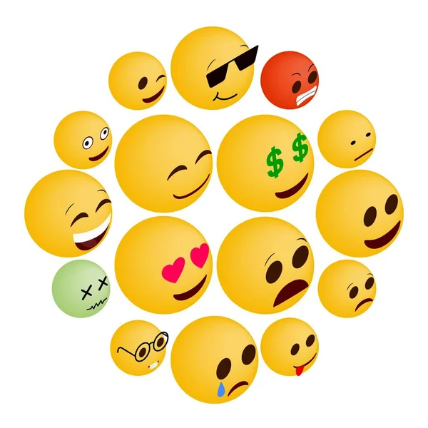 Emoticon Icons Set, isometrischer 3D-Stil — Stockvektor