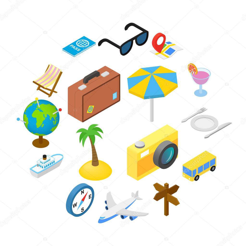 Travel isometric icons set