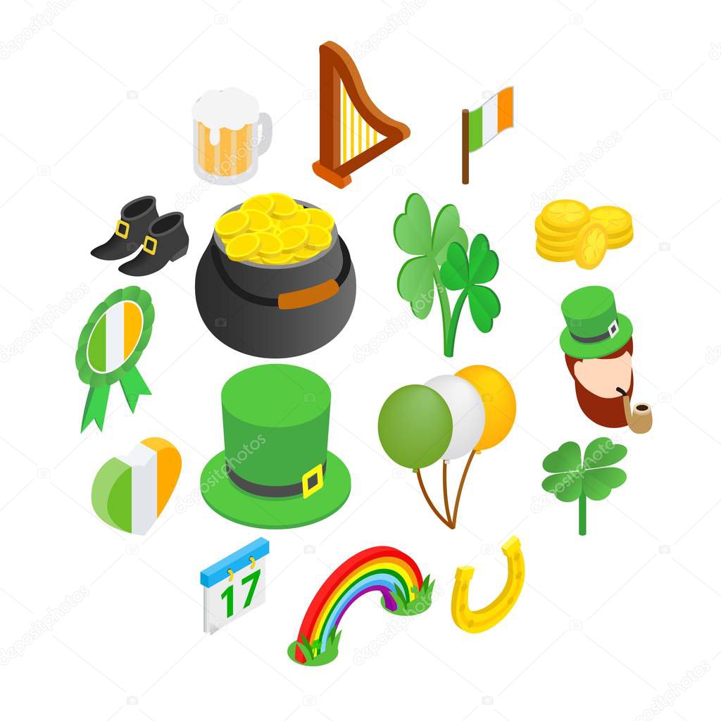 St Patrick Day isometric 3d icons