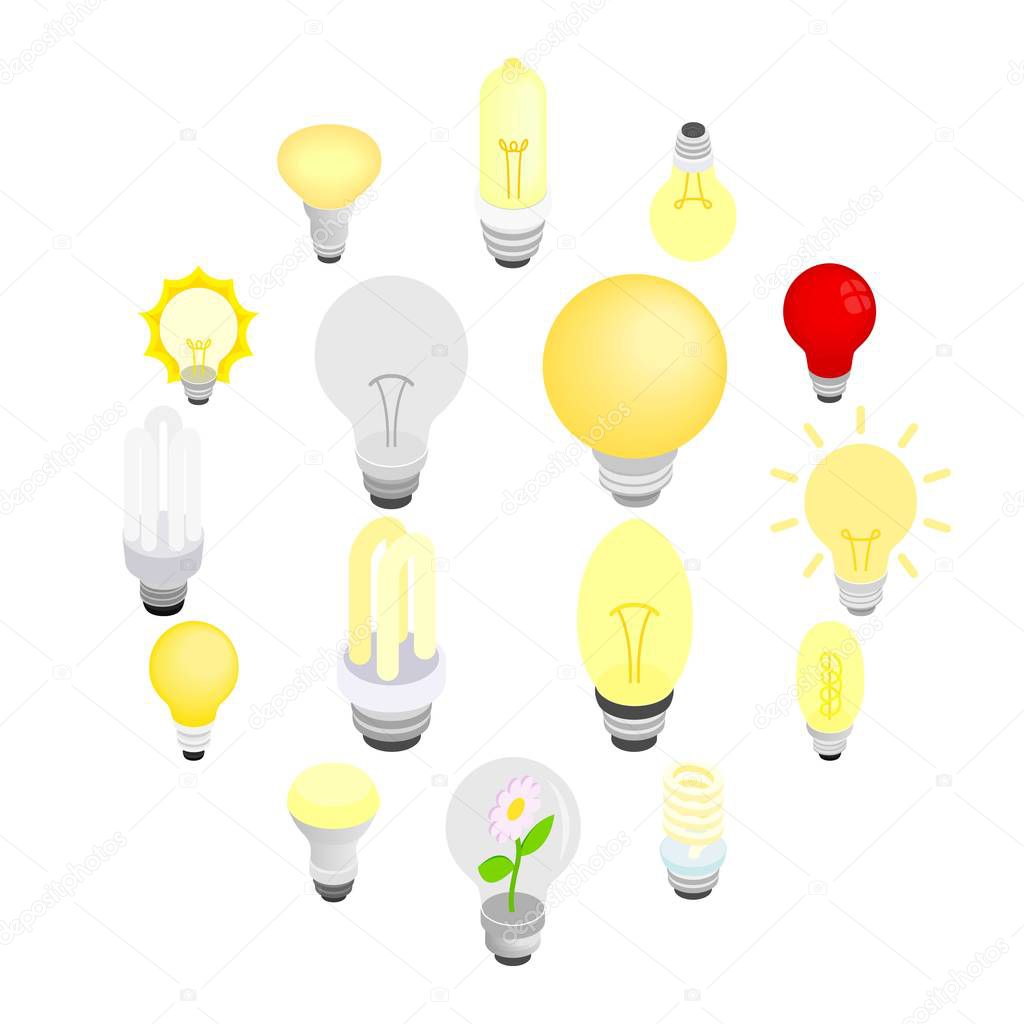 Light bulbs icons, isometric 3d style