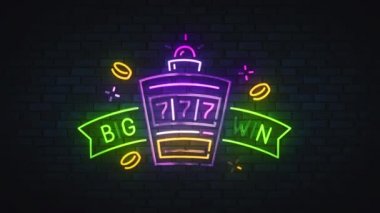 Casino neon tabela, yuvaları parlak tabela, ışık