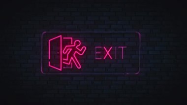 Çıkış neon tabela, parlak tabela, ışık