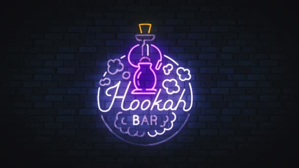 Hookah Neon Znak Hookah Lounge Szyld Jasne Światło — Wideo stockowe