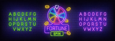 Servet neon tabela, parlak tabela, afiş ışık. Oyun spin logosunu görmeniz gerekir. Neon işareti yaratıcısı. Neon metin düzenleme. Vektör çizim