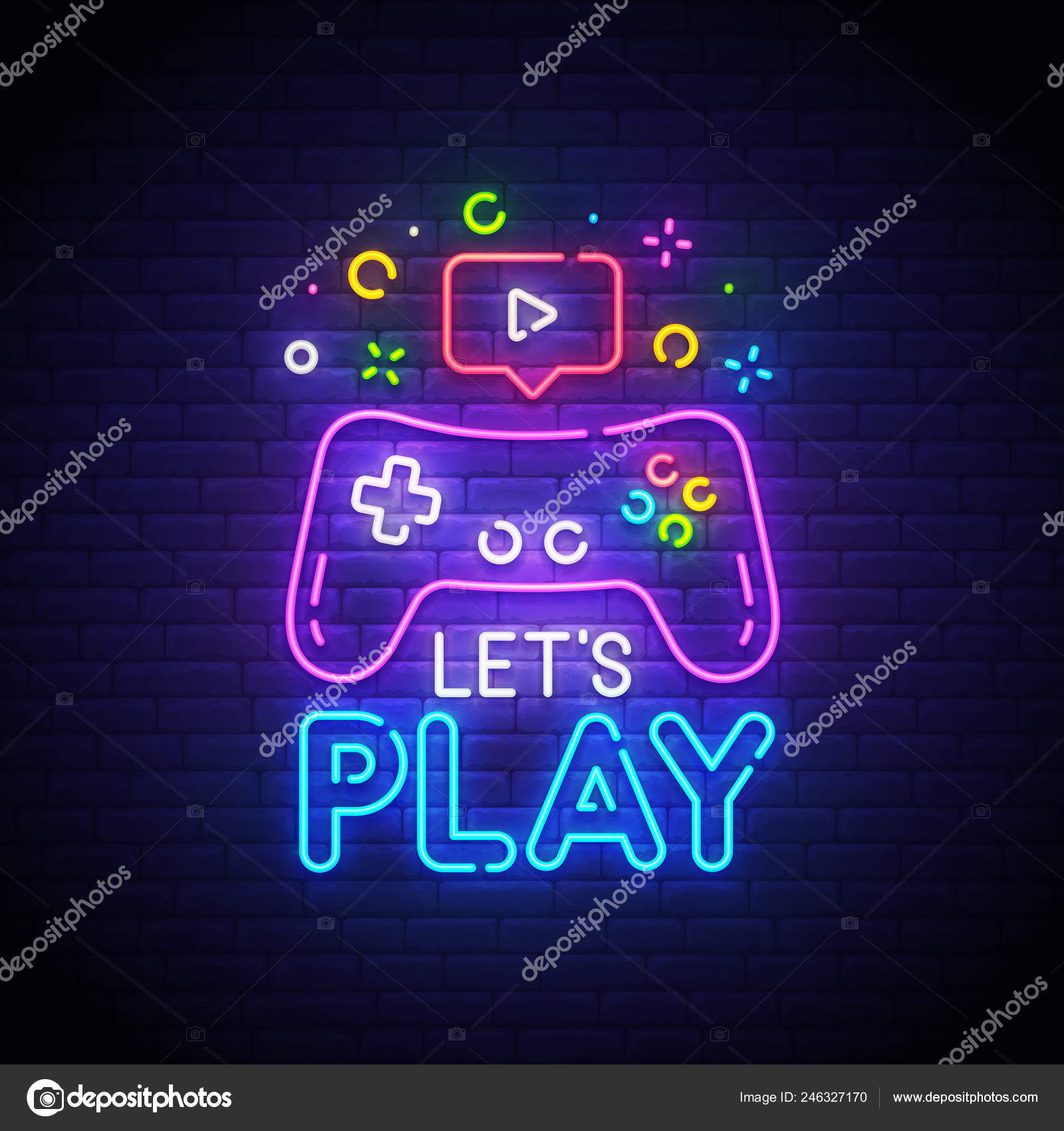 Let's Play Neon Sign, dark, game, gamer, gaming, light, neon, play, sign,  HD phone wallpaper