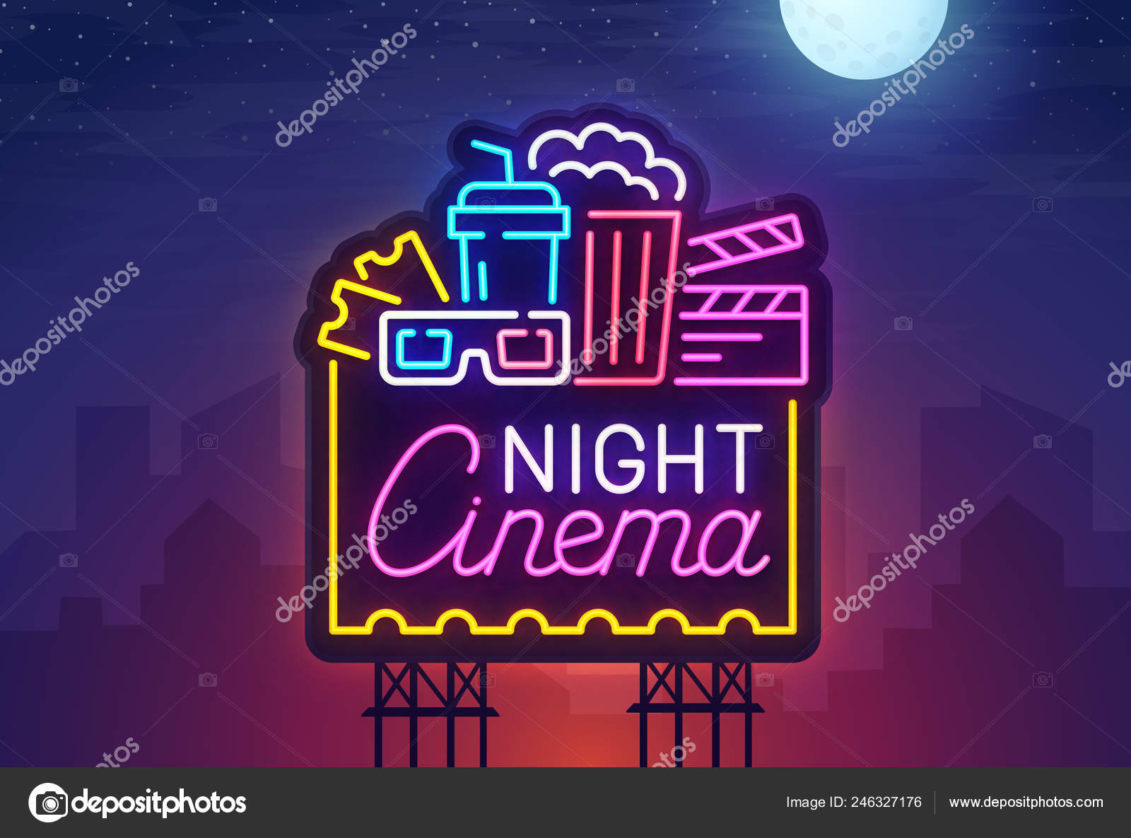 TinYida Night City.Sign Neon.Cinema Billboard.Bright Signboard,Decor Poster Banner.Cinema Logo.Vector Las Vegas for Office 12X8In TinYida Night City.Sign Neon.Cinema Billboard.Bright Signboard,Decor Poster Banner.Cinema Logo.Vector Las Vegas for Office 12X8In
