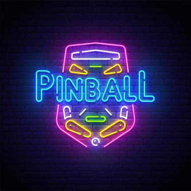 Langırt neon işareti, parlak tabela, ışık afişi. Langırt logosu neon, amblem. Vektör çizimi