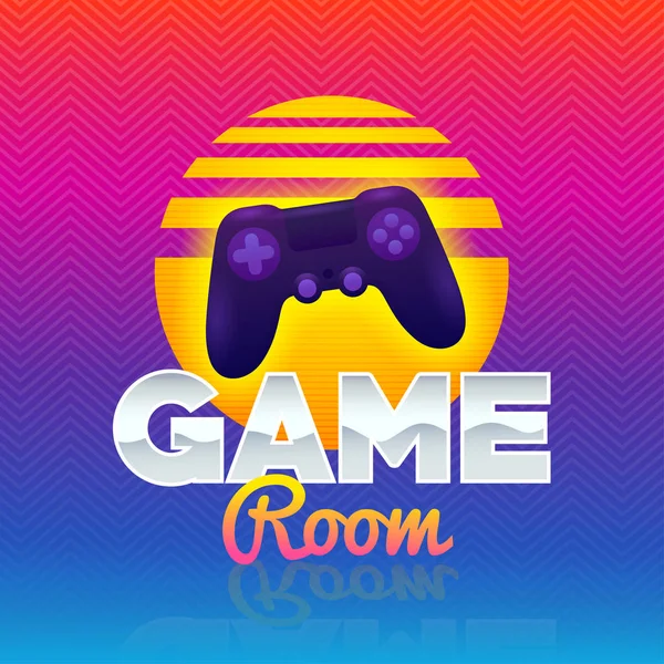 Game Room logó. Retro játék jele. Poszter a 80-as stílusban — Stock Vector